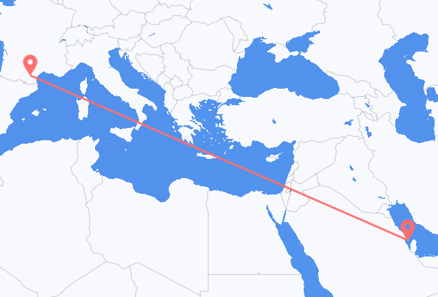 Vluchten van Bahrain Island, Bahrein naar Carcassonne, Frankrijk