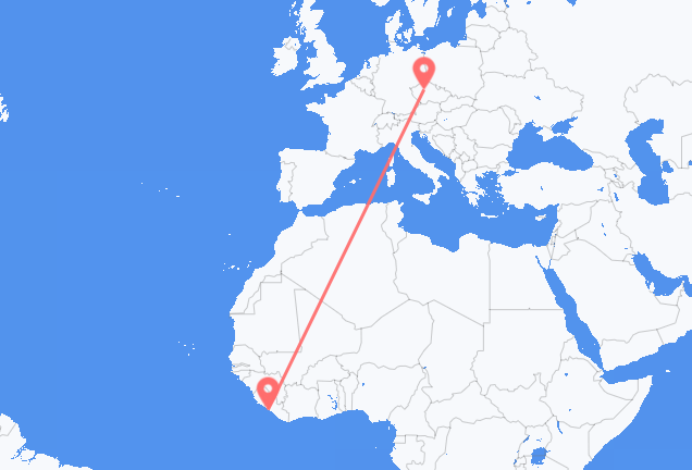 Flyrejser fra Monrovia til Prag