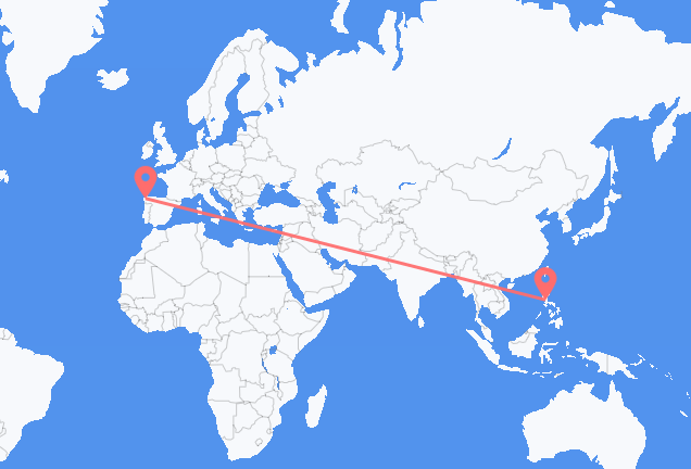 Flyreiser fra Manila, til Santiago de Compostela