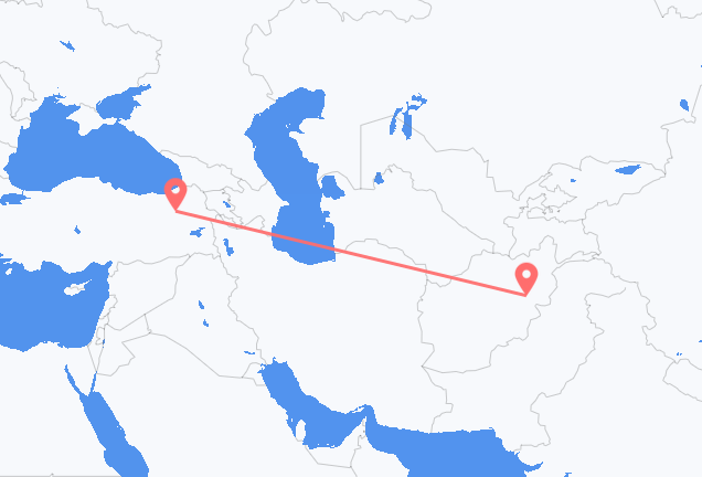Flüge von Kabul, nach Erzurum