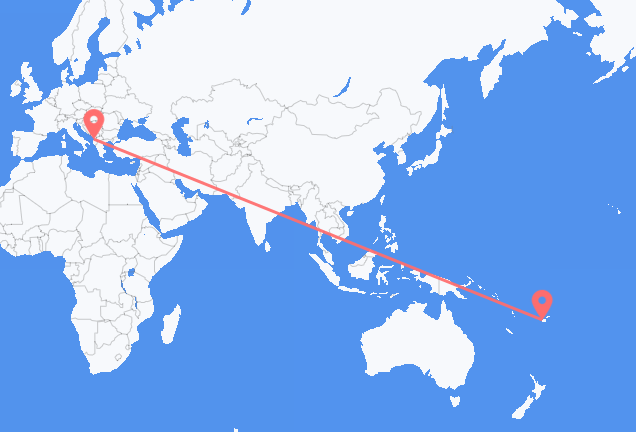 Flyreiser fra Nadi, til Tirana