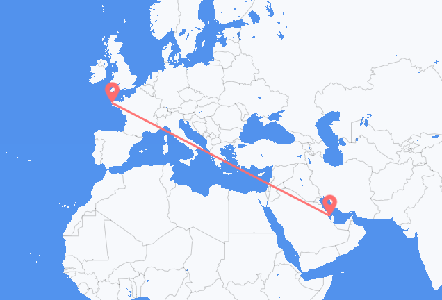 Vluchten van Bahrain Island naar Brest