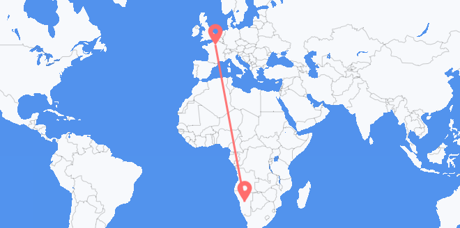 Flyrejser fra Namibia til Frankrig