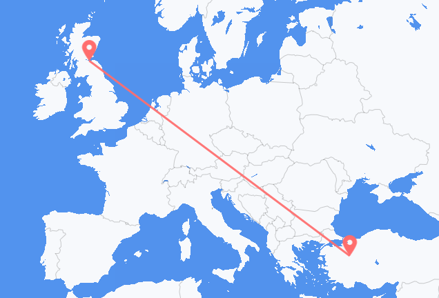 เที่ยวบิน จาก เอดินบะระ, สกอตแลนด์ ไปยัง Kutahya, ตุรกี