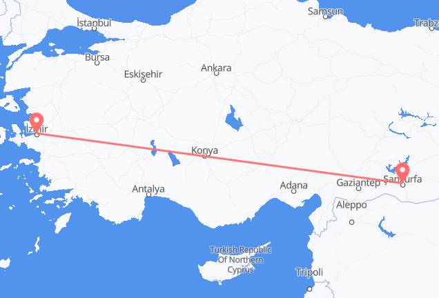 Flyg från Izmir, Turkiet till Sanliurfa, Turkiet