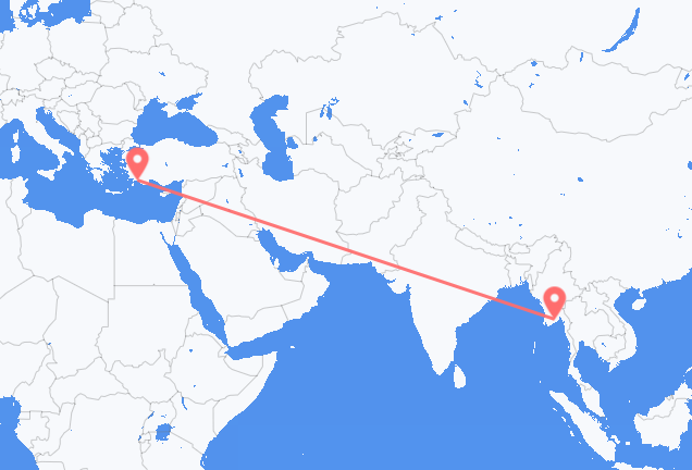 Flyreiser fra Yangon, til Dalaman