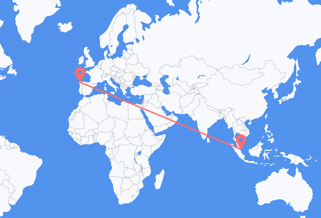 Flyg från Singapore till La Coruña