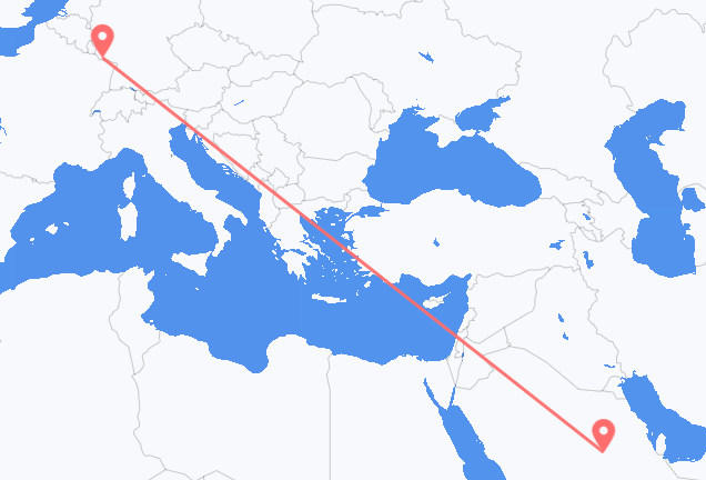 Vluchten van Riyad naar Saarbrücken