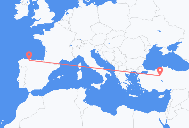 Vluchten van Ankara naar Santiago del Monte