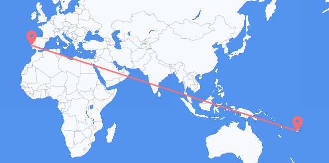 Flyreiser fra Fiji til Portugal