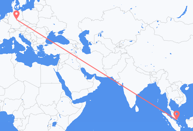 Vluchten van Singapore, Singapore naar Erfurt, Duitsland