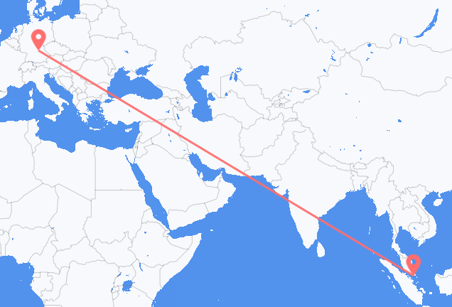 Vluchten van Singapore naar Neurenberg