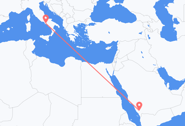 Flyreiser fra Abha, til Napoli