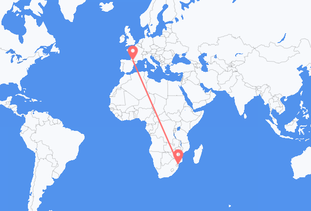 Flug frá Mapútó til Lourdes