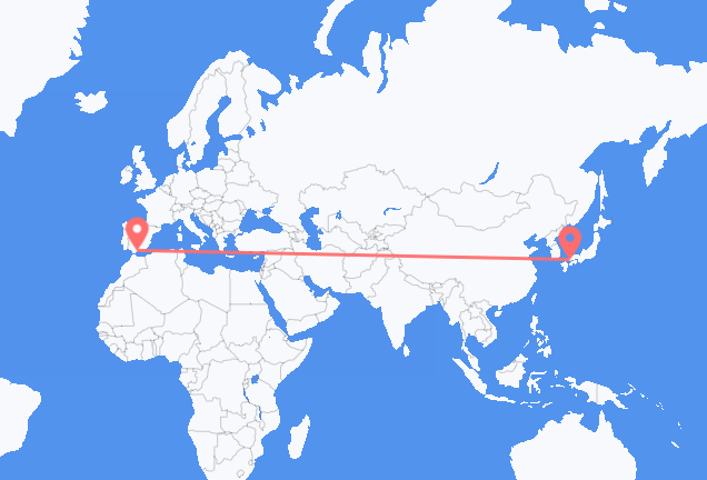 Vluchten van Hiroshima, Japan naar Malaga, Spanje