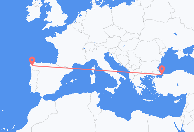 Voos de Istambul para Santiago de Compostela