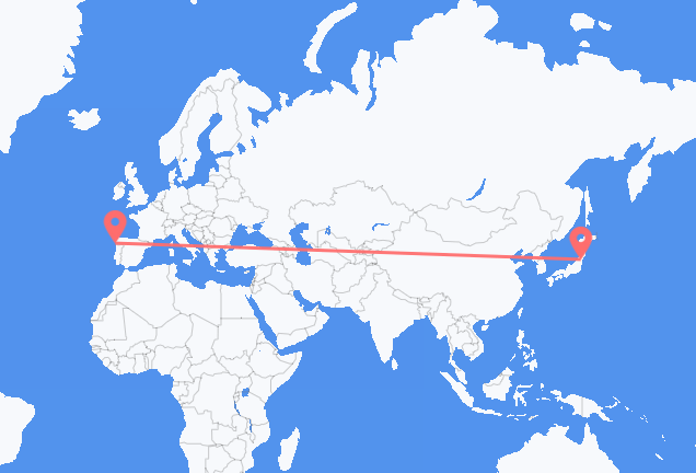 Flyrejser fra Sendai til Vigo