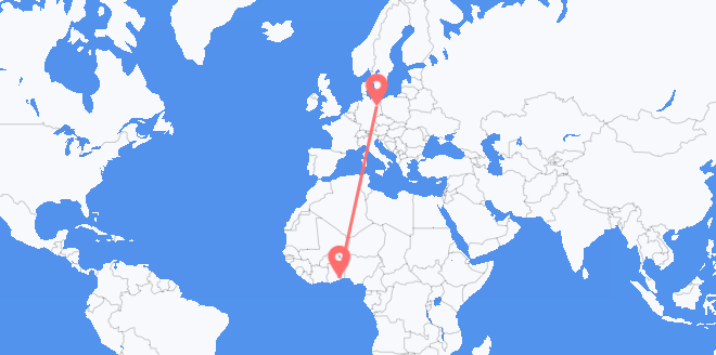 Flyrejser fra Togo til Tyskland