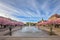 Photo of the famous meeting place Kungstradgarden in Stockholm with cherry trees in blossom.