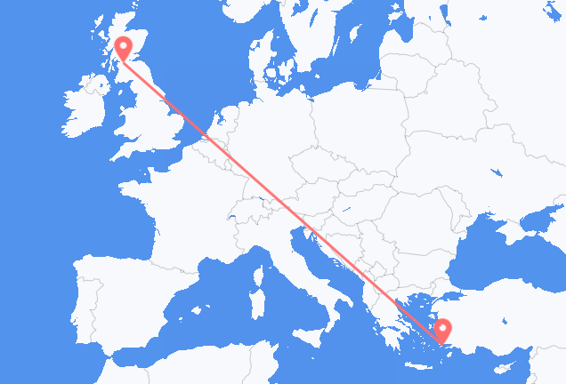 Vluchten van Glasgow naar Kos