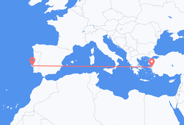 Flyg från Izmir till Lissabon