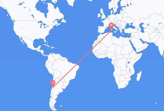 Flyrejser fra Santiago de Chile til Cagliari