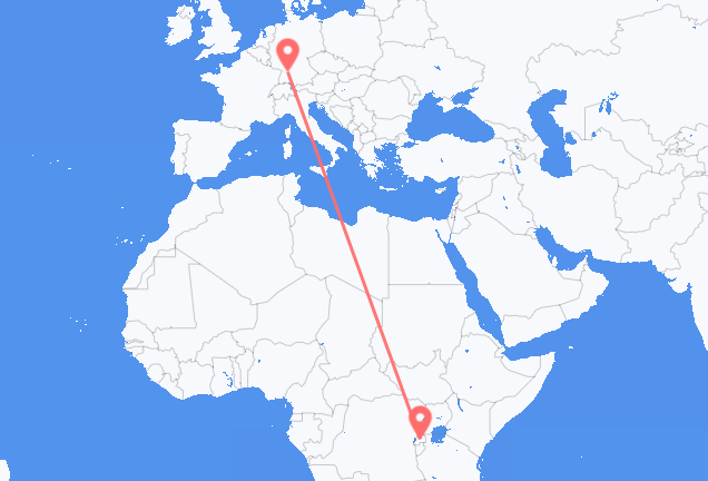 Flyg från Kigali till Stuttgart