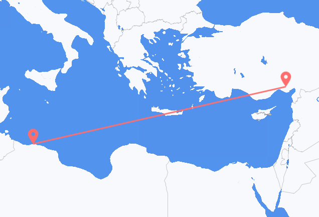 Vluchten van Tripoli naar Adana