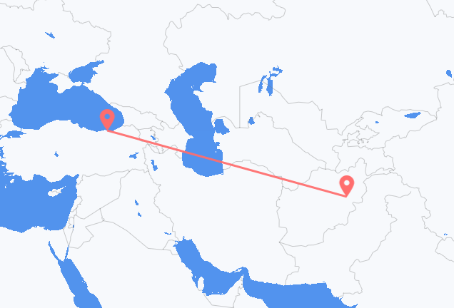 Flüge von Kabul, nach Trabzon