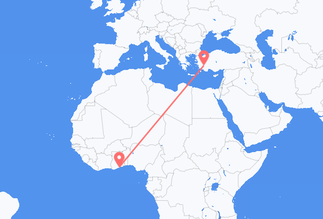 Flyg från Accra till Denizli