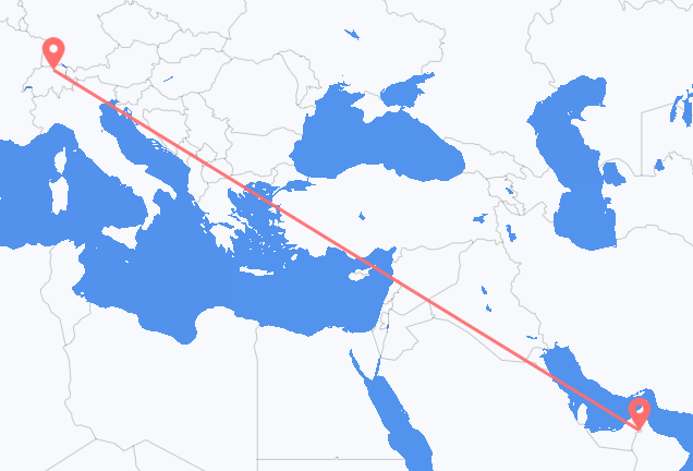 Loty z Al-Ajn, Zjednoczone Emiraty Arabskie do Zurychu, Szwajcaria