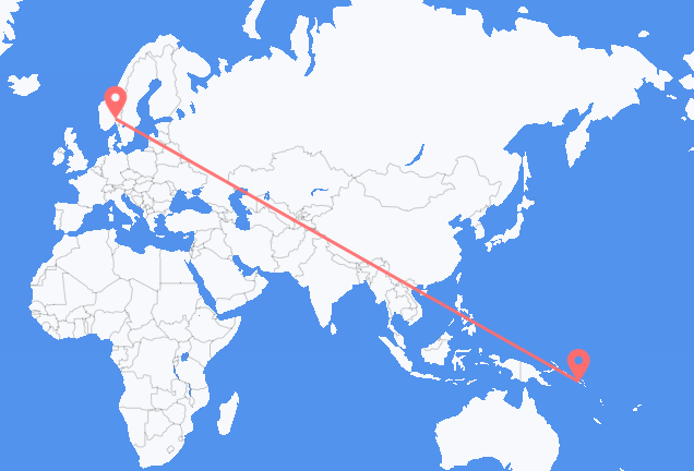 Flyrejser fra Honiara til Oslo