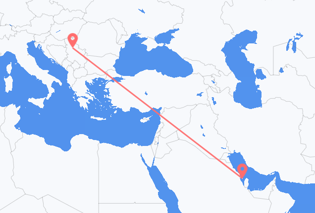 Vluchten van Bahrain Island naar Belgrado