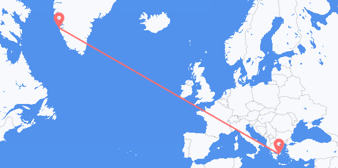 Vluchten van Groenland naar Griekenland