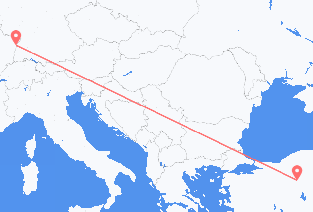Vluchten van Ankara naar Straatsburg
