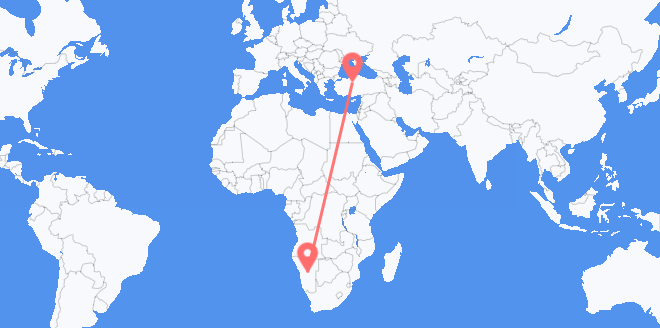 Flyrejser fra Namibia til Tyrkiet