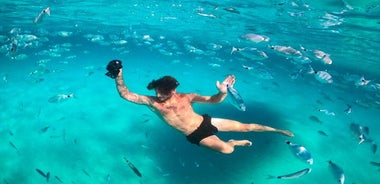 Crociera sulla spiaggia di Cala Conta e Cala Bassa con pagaia, snorkeling e bevande 