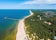 Aerial view of the beach and sea shore in Palanga, Lithuania. Beach town in Palanga.