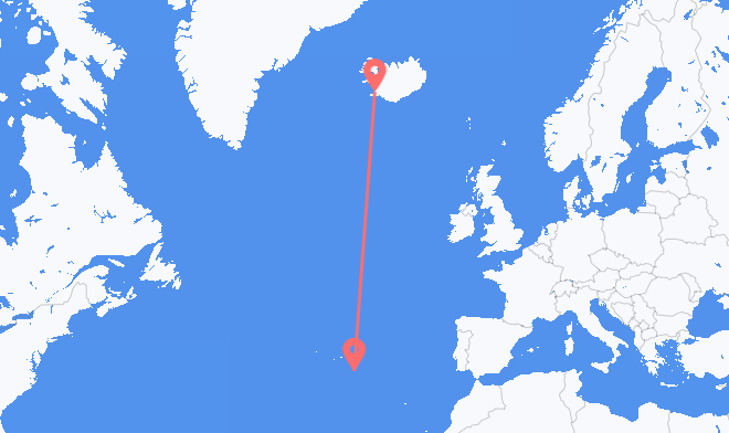 Reykjavik to Santa Maria