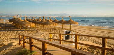 Photo of beautiful view of Santa Pola port and skyline in Alicante of Spain.