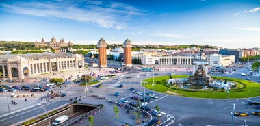 Photo of aerial view of beautiful landscape of Zaragoza, Spain.