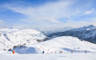 photo of panoramic view of Val Gardena in Italy.