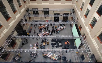 The Puerta del Sol square is the main public space in Madrid. In the middle of the square is located the office of the President of the Community of Madrid.