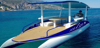 Private Bootsfahrt mit solarbetriebenem Boot an der französischen Riviera + Option: Abholung von Nizza