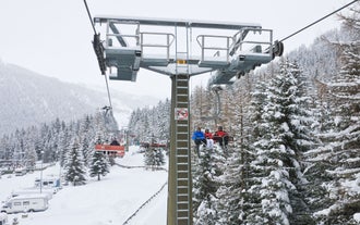 photo of panoramic view of Val Gardena in Italy.