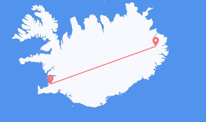 Reykjavik to Egilsstaðir