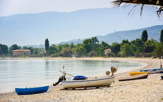 Photo of aerial View of the Coastline and Beach of Leptokarya, Greece.