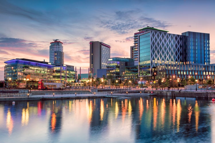 photo of Media City at Salford Quays, Manchester, England.