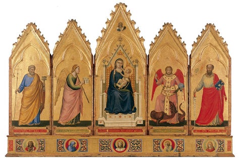 photo of view Giotto, Madonna col Bambino e Santi, Bologna, Italy.