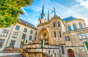 Luxembourg city, the capital of Grand Duchy of Luxembourg, view of the Old Town and Grund quarter on a sunny summer day.